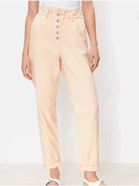 LOFT Peach Paper-bag High Rise Straight Leg Jeans, Size S, NWT